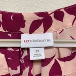 Liz Claiborne Floral Blouse Split Neck Pleated Short Sleeve Top 2X Work Casual Photo 2