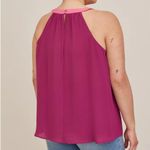 Torrid 3 Plus Size Georgette Halter Tank Berry Pink Colorblock Sleeveless Blouse Photo 2