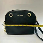 Steve Madden Crossbody Bag Purse Faux Leather Black Gold Two Grommets Accent Photo 5