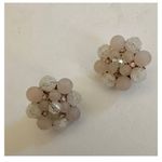 Clear vintage cluster beaded clip on earrings Photo 2