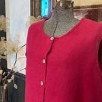 Bryn Walker 100% Linen Sleeveless Button Front Top Raspberry Pink Sz M 💚🎀 Photo 3