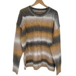 And The Why Striped Fuzzy Sweater size 1X/2X NWT Long Sleeve Grey White Yellow Gray Photo 0