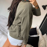 Vintage yk2 retro rare khaki Beverly Hills logo oversized sweatshirt jumper size medium Green Photo 1