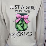 Just A Girl Who Lives Pickle Sweatshirt‎ Tan Medium Photo 5
