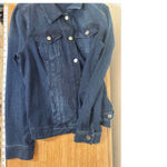 Bandolino Denim Jacket Womens Medium Button Up Dark Wash Classic Jean Coat Photo 3