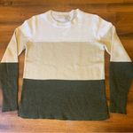J.Crew  three stripe sweater. Women’s  Small Cream, Tan, Green.  Super Soft Photo 0