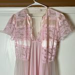 VINTAGE BABY PINK FLOOR LENGTH MAXI ROBE & SLIP DRESS SET Size M Photo 1