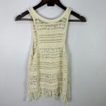 American Eagle XS Cream Crochet Knit Fringe Tank Top Boho Festival Coastal Photo 1