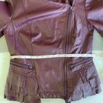 Moda Vintage International Oxblood Burgundy Red Leather Moto Jacket Size XS Photo 5