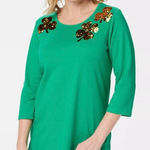 Quacker Factory NWT Green St PatrickS Day Sequin Knit 3/4 Sleeve Top Size XL Photo 0