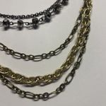 Women’s Statement Multi Strand Stars Costume Necklace Gold Tone / Gunmetal Chain Photo 5