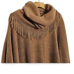 Marvelush Tan Fringe Poncho with Detachable Scarf One Size Boho Cozy Fall Layer Photo 1