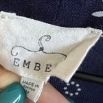 Ember Raised Painted Floral Navy Semi Sheer Secretary Tie Bow Top Blouse Shirt M Size M Photo 7