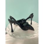 Black Patent‎ Leather Size 6.5 Slingback Heels Open Toe Bow Classy S Photo 5
