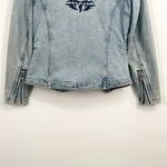 Harley Davidson Vintage Embroidered Logo Zip Up Denim Jacket Jean Trucker 90's Photo 8