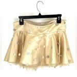 Natasha Zinko Strapless Peplum Tube Top Gold Embroidered Pom Pom Flowers sz 4 Photo 2