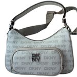 DKNY Gray Shoulder Bag with Text Pattern MSRP 178.00 Photo 0