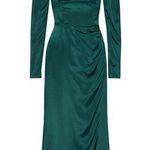 Reformation NWT Rey in Emerald Silk Satin Puff Shoulder Side Slit Midi Dress 10 Photo 0