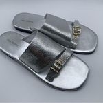 Free People NIB  Mila Minimal Flat Sandal Women's size 7.5 silver  metallic 1407 Photo 0