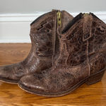 Steven By Steve Madden Steven by Steven Madden Distressed Brown Leather Western Ankle Boots Photo 0