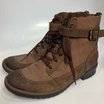 UGG  Tulane ankle lace up boots brown women’s size 8 trendy winter casual Photo 3