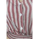 Faith and joy Sz S Cropped 3/4 Sleeve Blouse Top Pink Beige Striped Nautical Photo 9