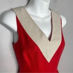Kate Spade  NEW YORK Linen Dress Womens Size 2 Cherry Red Sheath Holiday Formal Photo 2