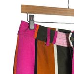 Marie Oliver Pink Rust Striped Wide Leg High Rise Silk Linen Blend Pants Size 2 Photo 3