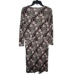 Tory Burch Women Dress Floral Long Sleeve Silk Midi Lined Side Zip Lilac Medium Photo 9