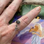 Dragonfly & Sunflower Adjustable Sterling Ring 5,9 Silver Photo 1