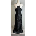 All that jazz Women's Vintage 90s Goth Black Silver Floral Velvet Maxi Dress 11/12 Photo 2