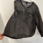 Lane Bryant Plus Size Black Denim Deconstructed Jean Jacket Distressed Cotton 28 Photo 8