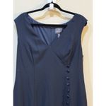 Adrianna Papell ADRIANA PAPELL Navy Satin Crepe Button High-Low Gown Size 16 Photo 4