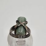 Sterling Silver & Cylindrical Jade Ring (6.5) Green Photo 3