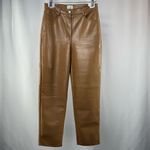 Wilfred Aritzia Melina Straight Leg Vegan Leather Pants in Light Brown Size 4 Photo 2
