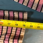 Striped Pink and Yellow Ribbed Turtleneck Sweater | Size Small Photo 4