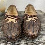 Salvatore Ferragamo  Brown Textured Reptile Print Leather Lace Slip On Shoes 6 Photo 1