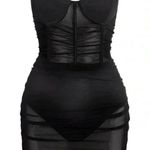 Leau NWT Sheer Stretch Bodice Corset Miami Mesh Mini Dress (Medium) Black Photo 0