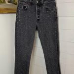 Levi's  Premium 501 Original Cropped Jeans Studded Embellished Black Wash Size 25 Photo 4