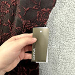 Donna Ricco  Sheath Dress Black Red Floral 3D Rose Dark Feminine Romantic Size 14 Photo 3