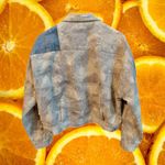 POL  Denim Jacket Women Size L Distressed Colorblock Patchwork Blue Tan Photo 6