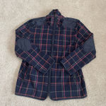 T by Talbot Jacket Women Large Multi Color Plaid Elbow Patch Golf Full Zip Blue Photo 1