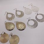 Lot Of 5 Statement Costume Earrings Pierced Dangle Drop Metal Photo 3