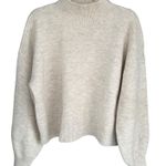 A7 Calvin Klein Jeans Oatmeal Heather Mock Neck Sweater L G Oversized Cozy Knit Gray Size L Photo 0