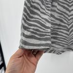 Aerie Zebra Print Thermal Henley Long Sleeve Top Medium Gray White Waffle Knit Photo 3