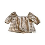 Faherty  Cali Check Puff Sleeve Small Organic Cotton Top Charleston‎ Gingham Photo 2