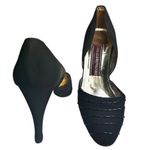 Vintage Black Beaded Heels Pumps Gino Aldrovandi Leather EU 38 1/2 US 8 Formal Photo 1