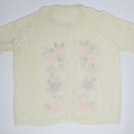 Vintage 60s Floral Embroidered Knit Cardigan Sweater Size L Photo 6