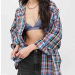 Urban Outfitters Oversized Bryce Plaid Longline Button-Down Shirt $88 EUC S Photo 10
