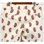 Loft  Womens 6 Marisa Ankle Casual Pants‎ Trouser Cream Maroon Paisley Preppy Photo 5